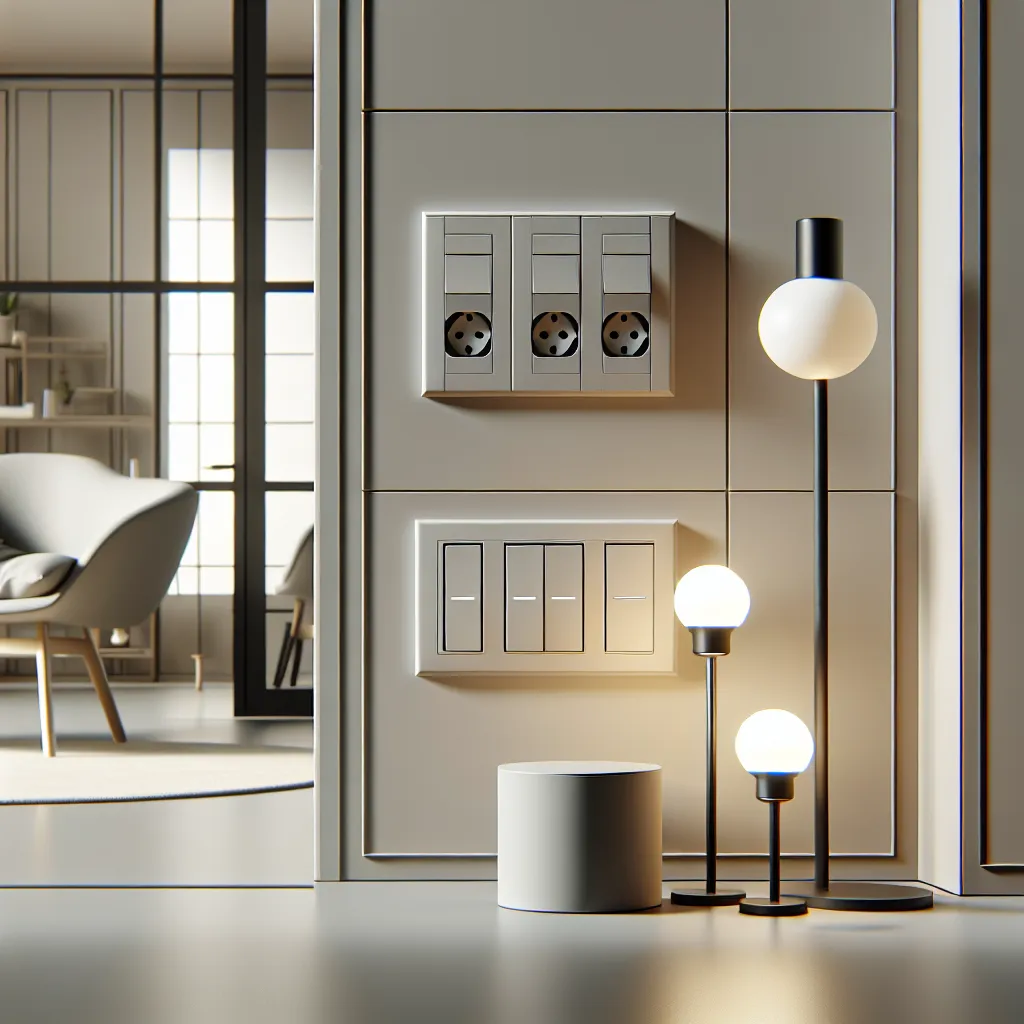 Gniazdko potrójne i włączniki światła dla nowoczesnych wnętrz